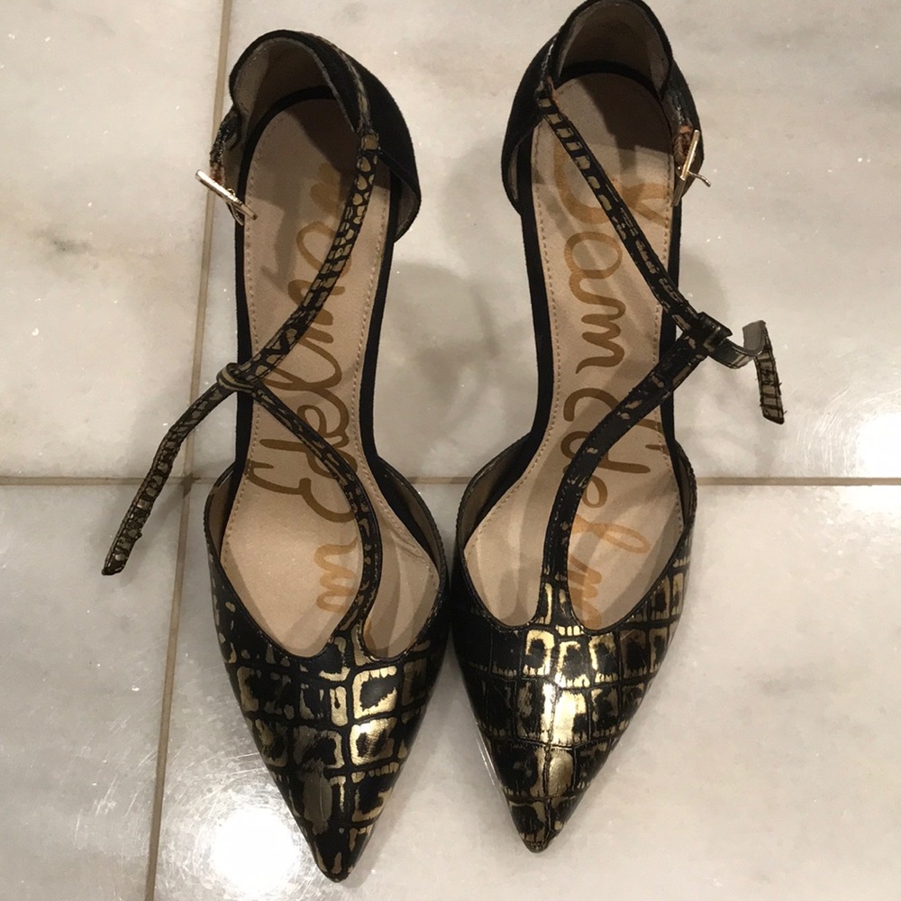 Sam Edelman black and gold shoes